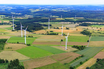 Wind farm in the district Hartmannshain in Grebenhain in the state Hesse, Germany