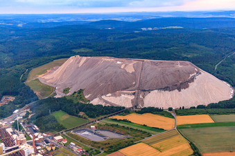 Aerial view of Monte Kali - spoil heap of K+S Minerals and Agriculture GmbH, plant Neuhof-Ellers in Neuhof in the state Hesse, Germany