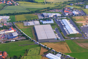 Aerial photograpy of Böcklerstraße industrial estate with HK-CON GmbH Maschinenbau, VTL Vernetzte-Transport-Logistik GmbH and Iwetec GmbH in the district Besges in Fulda in the state Hesse, Germany