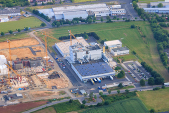 Industrial area with construction site for the expansion of Milupa in Schleyerstr in the district Besges in Fulda in the state Hesse, Germany