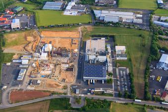 Aerial photograpy of Industrial area with construction site for the expansion of Milupa in Schleyerstr in the district Besges in Fulda in the state Hesse, Germany