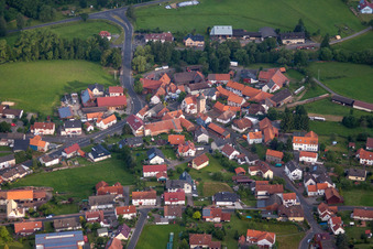Aerial view of Village view in the district Kleinlüder in Großenlüder in the state Hesse, Germany