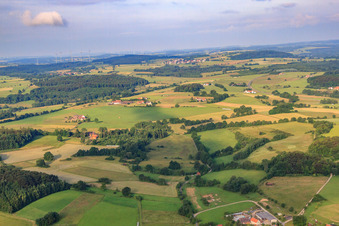 Meadows and fields in the district Hauswurz in Neuhof in the state Hesse, Germany