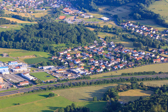 Aerial view of View from the north in the district Wirtheim in Biebergemünd in the state Hesse, Germany
