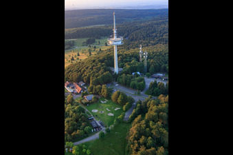 Aerial view of Transmission mast on the Hoherodskopf in the district Breungeshain in Schotten in the state Hesse, Germany