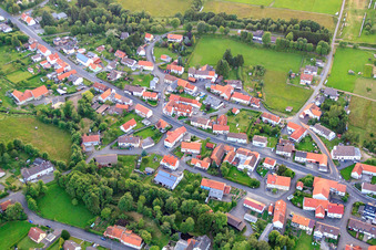 Aerial view of Hindenburgstr in the district Ilbeshausen in Grebenhain in the state Hesse, Germany