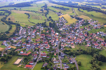 Aerial view of Village view from the west in the district Hutten in Schlüchtern in the state Hesse, Germany