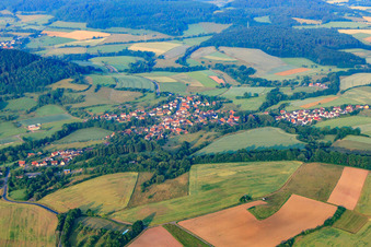Aerial view of Village view from the northeast in the district Vollmerz in Schlüchtern in the state Hesse, Germany