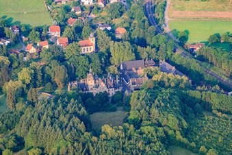 Aerial view of Castle Ramholz in the district Ramholz in Schlüchtern in the state Hesse, Germany