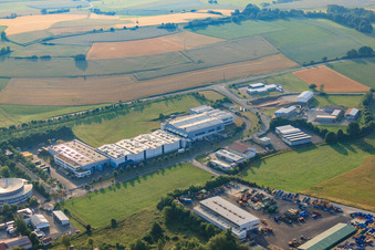 Industrial area Buchrasen III with State Mineral Springs AG in the district Buchrasen in Oberleichtersbach in the state Bavaria, Germany