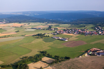 Aerial view of Village view in the district Breitenbach in Oberleichtersbach in the state Bavaria, Germany