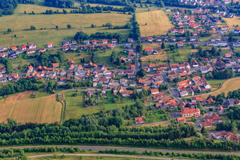 Bahnhofstraße and St. Josef in Wildflecken in the state Bavaria, Germany