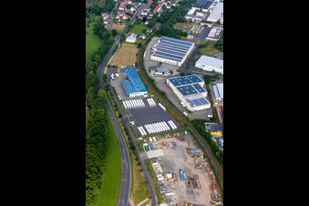 Industrial estate and company settlement with Roland Böhm Karosserie-und Fahrzeugbau GmbH & Co. KG in the district Welkers in Eichenzell in the state Hesse, Germany