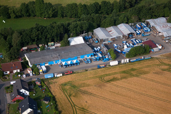 Building and production halls on the premises of Zelte-Walter GmbH in the district Hattenhof in Neuhof in the state Hesse, Germany