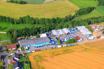 Aerial view of Factory premises of Zelte-Walter GmbH in the district Hattenhof in Neuhof in the state Hesse, Germany