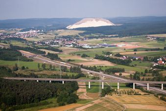 Monte Kali at Neuhof behind the Southern Fliedetal Bridge for the railway via the A66 in the district Hattenhof in Neuhof in the state Hesse, Germany