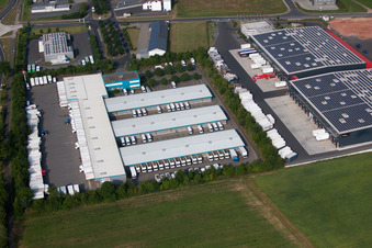 Industrial area with the DPD depot in the district Dorfborn in Neuhof in the state Hesse, Germany