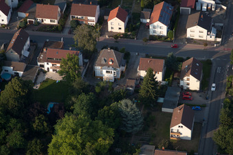 District Dannstadt in Dannstadt-Schauernheim in the state Rhineland-Palatinate, Germany seen from a drone