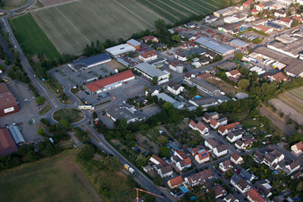 Aerial view of Aldi Lidl in the district Dannstadt in Dannstadt-Schauernheim in the state Rhineland-Palatinate, Germany