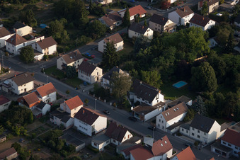 District Dannstadt in Dannstadt-Schauernheim in the state Rhineland-Palatinate, Germany seen from a drone
