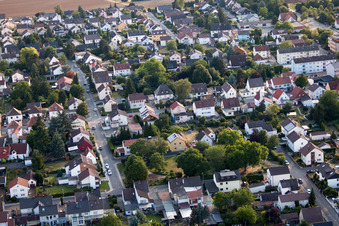 District Dannstadt in Dannstadt-Schauernheim in the state Rhineland-Palatinate, Germany seen from a drone