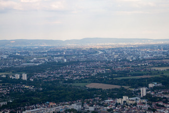 District Edigheim in Ludwigshafen am Rhein in the state Rhineland-Palatinate, Germany seen from above