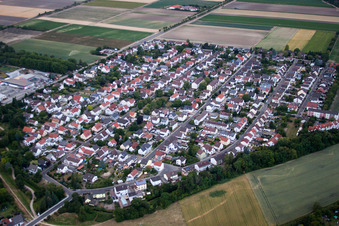 Town View of the streets and houses of the residential areas in Bobenheim-Roxheim in the state Rhineland-Palatinate from above