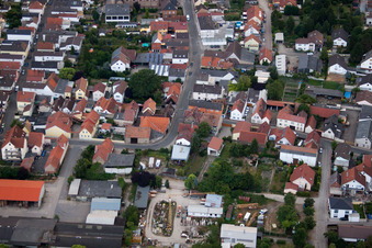 District Bobenheim in Bobenheim-Roxheim in the state Rhineland-Palatinate, Germany from the drone perspective