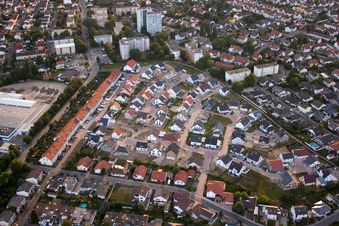District Roxheim in Bobenheim-Roxheim in the state Rhineland-Palatinate, Germany from the drone perspective