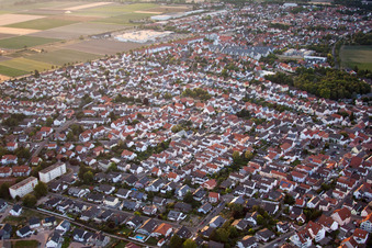 Bird's eye view of City view of the city area of in the district Roxheim in Bobenheim-Roxheim in the state Rhineland-Palatinate