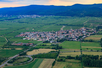 Aerial view of View of the town from the east in Ruppertsberg in the state Rhineland-Palatinate, Germany