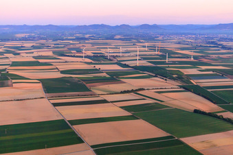 Aerial view of Wndpark in the evening from the east in Offenbach an der Queich in the state Rhineland-Palatinate, Germany