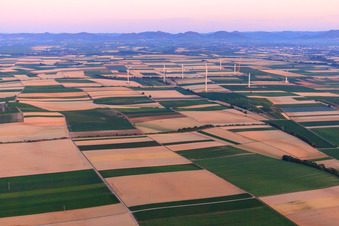 Aerial photograpy of Wndpark in the evening from the east in Offenbach an der Queich in the state Rhineland-Palatinate, Germany