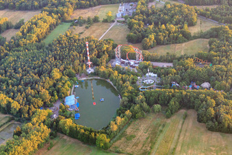 Lighthouse Tower in the holiday park in the early morning in Haßloch in the state Rhineland-Palatinate, Germany