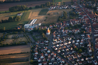 Town View of the streets and houses of the residential areas in Boehl-Iggelheim in the state Rhineland-Palatinate