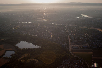District Gartenstadt in Ludwigshafen am Rhein in the state Rhineland-Palatinate, Germany seen from above