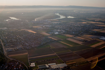 Bird's eye view of District Gartenstadt in Ludwigshafen am Rhein in the state Rhineland-Palatinate, Germany