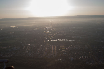 Aerial view of District Mundenheim in Ludwigshafen am Rhein in the state Rhineland-Palatinate, Germany