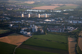 District Oggersheim in Ludwigshafen am Rhein in the state Rhineland-Palatinate, Germany seen from a drone