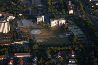 District Oggersheim in Ludwigshafen am Rhein in the state Rhineland-Palatinate, Germany seen from a drone
