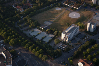 Drone recording of District Oggersheim in Ludwigshafen am Rhein in the state Rhineland-Palatinate, Germany