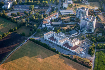 Aerial view of Hospital grounds of the Clinic BG Klinik Ludwigshafen in Ludwigshafen am Rhein in the state Rhineland-Palatinate