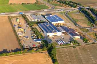 Aerial view of Vegetable Renner V+V GmbH in Mutterstadt in the state Rhineland-Palatinate, Germany