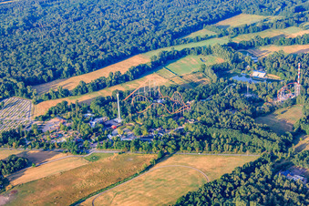 Holiday Park early morning in Haßloch in the state Rhineland-Palatinate, Germany from the plane