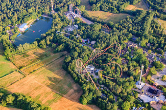 Drone image of Holiday Park early morning in Haßloch in the state Rhineland-Palatinate, Germany