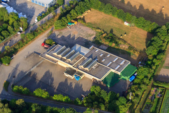 Natural stones and transport Kohler in Zeiskam in the state Rhineland-Palatinate, Germany seen from above