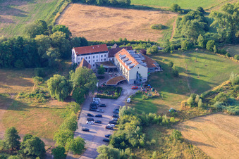Drone image of Hotel Zeiskamer Mühle in Zeiskam in the state Rhineland-Palatinate, Germany