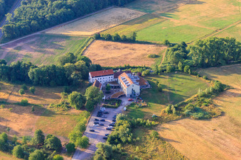 Hotel Zeiskamer Mühle in Zeiskam in the state Rhineland-Palatinate, Germany from the drone perspective