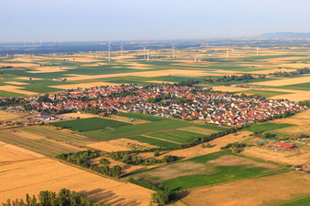Village view from the northeast in Ottersheim bei Landau in the state Rhineland-Palatinate, Germany