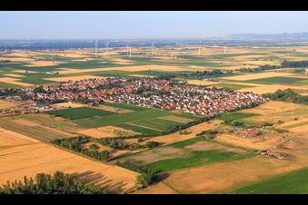 Aerial view of Village view from the northeast in Ottersheim bei Landau in the state Rhineland-Palatinate, Germany